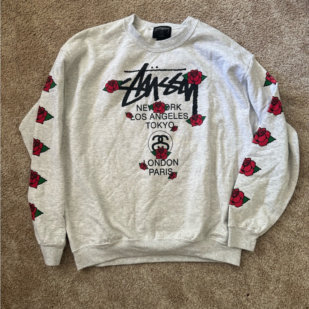 🌹 Stüssy Rose Sleeve Crewneck Sweatshirt 🌹